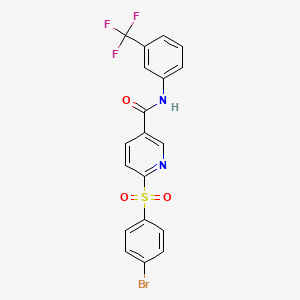 molecular formula C19H12BrF3N2O3S B2570553 6-((4-bromophenyl)sulfonyl)-N-(3-(trifluoromethyl)phenyl)nicotinamide CAS No. 1286728-47-9