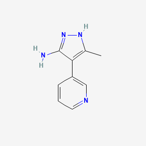molecular formula C9H10N4 B2570572 5-methyl-4-(pyridin-3-yl)-1H-pyrazol-3-amine CAS No. 1160227-03-1