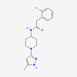 molecular formula C17H21ClN4O B2570584 2-(2-氯苯基)-N-(1-(5-甲基-1H-吡唑-3-基)哌啶-4-基)乙酰胺 CAS No. 2034201-48-2