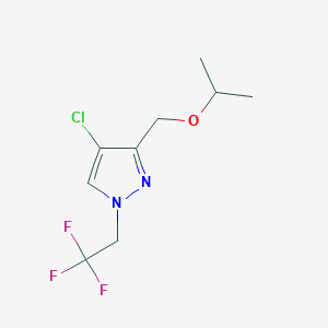 molecular formula C9H12ClF3N2O B2570586 4-chloro-3-(isopropoxymethyl)-1-(2,2,2-trifluoroethyl)-1H-pyrazole CAS No. 1856093-97-4