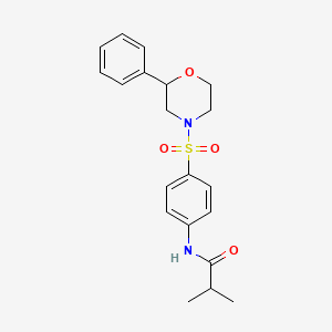 molecular formula C20H24N2O4S B2570592 N-(4-((2-苯基吗啉基)磺酰基)苯基)异丁酰胺 CAS No. 946383-85-3