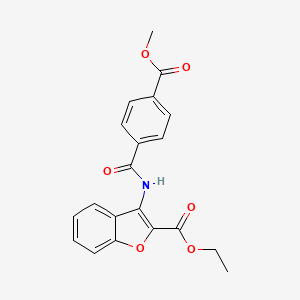 molecular formula C20H17NO6 B2570608 Ethyl 3-(4-(methoxycarbonyl)benzamido)benzofuran-2-carboxylate CAS No. 477501-17-0
