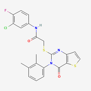 molecular formula C22H17ClFN3O2S2 B2570614 N-(3-chloro-4-fluorophenyl)-2-{[3-(2,3-dimethylphenyl)-4-oxo-3,4-dihydrothieno[3,2-d]pyrimidin-2-yl]sulfanyl}acetamide CAS No. 1291863-56-3