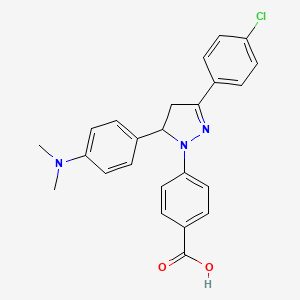 molecular formula C24H22ClN3O2 B2570616 4-(3-(4-chlorophenyl)-5-(4-(dimethylamino)phenyl)-4,5-dihydro-1H-pyrazol-1-yl)benzoic acid CAS No. 712309-63-2