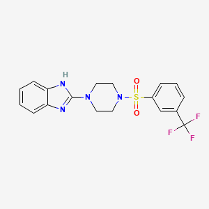 molecular formula C18H17F3N4O2S B2570618 2-(4-((3-(trifluoromethyl)phenyl)sulfonyl)piperazin-1-yl)-1H-benzo[d]imidazole CAS No. 1210475-10-7