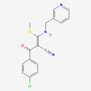 molecular formula C17H14ClN3OS B2570628 (2Z)-2-[(Z)-4-chlorobenzoyl]-3-(methylsulfanyl)-3-{[(pyridin-3-yl)methyl]amino}prop-2-enenitrile CAS No. 866009-20-3