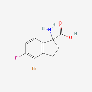 molecular formula C10H9BrFNO2 B2570631 1-amino-4-bromo-5-fluoro-2,3-dihydro-1H-indene-1-carboxylic acid CAS No. 1270526-08-3