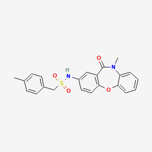 molecular formula C22H20N2O4S B2570634 N-(10-甲基-11-氧代-10,11-二氢二苯并[b,f][1,4]恶杂环-2-基)-1-(对甲苯基)甲磺酰胺 CAS No. 922061-85-6