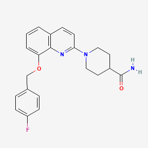 molecular formula C22H22FN3O2 B2570637 1-(8-((4-氟苯甲基)氧基)喹啉-2-基)哌啶-4-甲酰胺 CAS No. 921785-84-4