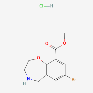 molecular formula C11H13BrClNO3 B2570642 Methyl 7-bromo-2,3,4,5-tetrahydro-1,4-benzoxazepine-9-carboxylate hydrochloride CAS No. 2177266-72-5