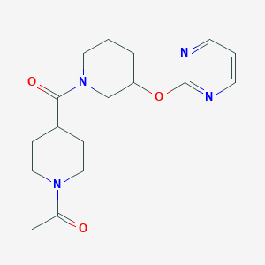 molecular formula C17H24N4O3 B2570647 1-(4-(3-(吡啶-2-酰氧基)哌啶-1-羰基)哌啶-1-基)乙酮 CAS No. 2034620-87-4