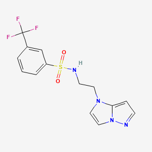 molecular formula C14H13F3N4O2S B2570655 N-(2-(1H-imidazo[1,2-b]pyrazol-1-yl)ethyl)-3-(trifluoromethyl)benzenesulfonamide CAS No. 1798490-21-7