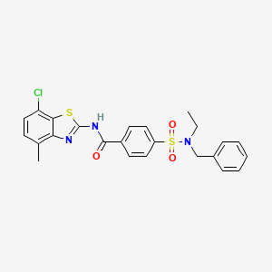 molecular formula C24H22ClN3O3S2 B2570658 4-[苄基(乙基)磺酰基]-N-(7-氯-4-甲基-1,3-苯并噻唑-2-基)苯甲酰胺 CAS No. 919704-11-3