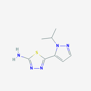 molecular formula C8H11N5S B2570666 5-(2-Propan-2-ylpyrazol-3-yl)-1,3,4-thiadiazol-2-amine CAS No. 1701978-03-1
