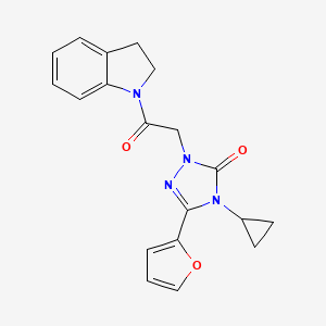 molecular formula C19H18N4O3 B2570681 4-cyclopropyl-3-(furan-2-yl)-1-(2-(indolin-1-yl)-2-oxoethyl)-1H-1,2,4-triazol-5(4H)-one CAS No. 1797261-00-7