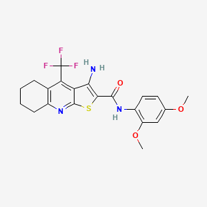 molecular formula C21H20F3N3O3S B2570685 3-amino-N-(2,4-dimethoxyphenyl)-4-(trifluoromethyl)-5,6,7,8-tetrahydrothieno[2,3-b]quinoline-2-carboxamide CAS No. 626221-70-3