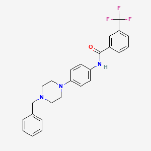 molecular formula C25H24F3N3O B2570687 N-[4-(4-benzylpiperazin-1-yl)phenyl]-3-(trifluoromethyl)benzamide CAS No. 303150-98-3