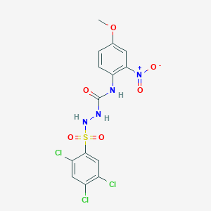molecular formula C14H11Cl3N4O6S B2570690 4-(2-Nitro-4-methoxyphenyl)-1-((2,4,5-trichlorophenyl)sulfonyl)semicarbazide CAS No. 1022353-15-6