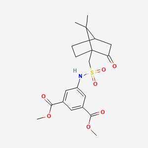 molecular formula C20H25NO7S B2570702 Methyl 5-((((7,7-dimethyl-2-oxobicyclo[2.2.1]heptyl)methyl)sulfonyl)amino)-3-(methoxycarbonyl)benzoate CAS No. 453582-55-3