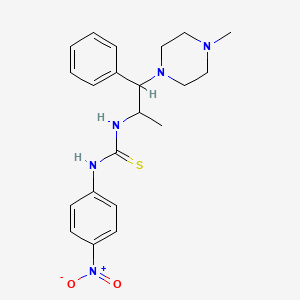 molecular formula C21H27N5O2S B2570710 1-[1-(4-甲基哌嗪-1-基)-1-苯基丙烷-2-基]-3-(4-硝基苯基)硫脲 CAS No. 868228-47-1