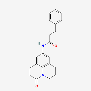 molecular formula C21H22N2O2 B2570726 N-(3-oxo-1,2,3,5,6,7-hexahydropyrido[3,2,1-ij]quinolin-9-yl)-3-phenylpropanamide CAS No. 898427-54-8