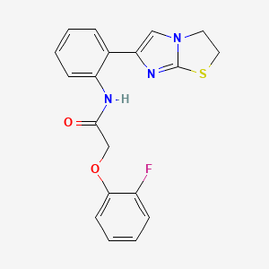 molecular formula C19H16FN3O2S B2570729 N-(2-(2,3-dihydroimidazo[2,1-b]thiazol-6-yl)phenyl)-2-(2-fluorophenoxy)acetamide CAS No. 2034486-94-5