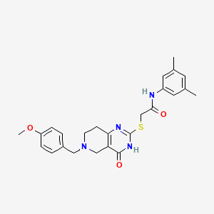 molecular formula C25H28N4O3S B2570737 N-(3,5-dimethylphenyl)-2-((6-(4-methoxybenzyl)-4-oxo-3,4,5,6,7,8-hexahydropyrido[4,3-d]pyrimidin-2-yl)thio)acetamide CAS No. 902886-57-1