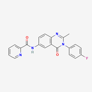 molecular formula C21H15FN4O2 B2570739 N-(3-(4-氟苯基)-2-甲基-4-氧代-3,4-二氢喹唑啉-6-基)吡啶酰胺 CAS No. 1105237-61-3