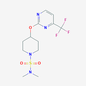 molecular formula C12H17F3N4O3S B2570742 N,N-dimethyl-4-{[4-(trifluoromethyl)pyrimidin-2-yl]oxy}piperidine-1-sulfonamide CAS No. 2380096-01-3