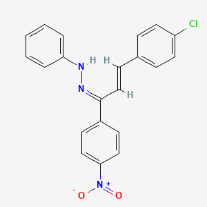 molecular formula C21H16ClN3O2 B2570744 (E)-3-(4-chlorophenyl)-1-(4-nitrophenyl)-2-propen-1-one N-phenylhydrazone CAS No. 338777-21-2