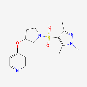 molecular formula C15H20N4O3S B2570753 4-((1-((1,3,5-三甲基-1H-吡唑-4-基)磺酰基)吡咯烷-3-基)氧基)吡啶 CAS No. 1955773-17-7