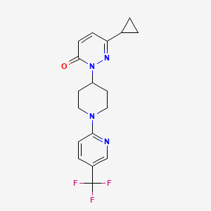 molecular formula C18H19F3N4O B2570756 6-Cyclopropyl-2-{1-[5-(trifluoromethyl)pyridin-2-yl]piperidin-4-yl}-2,3-dihydropyridazin-3-one CAS No. 2310146-01-9