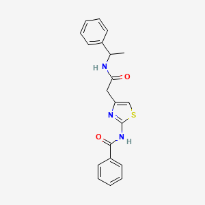 molecular formula C20H19N3O2S B2570760 N-(4-(2-oxo-2-((1-苯乙基)氨基)乙基)噻唑-2-基)苯甲酰胺 CAS No. 946203-08-3