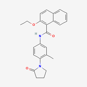 molecular formula C24H24N2O3 B2570772 2-ethoxy-N-[3-methyl-4-(2-oxopyrrolidin-1-yl)phenyl]naphthalene-1-carboxamide CAS No. 922924-75-2