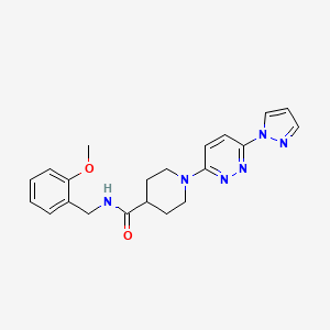 molecular formula C21H24N6O2 B2570779 1-(6-(1H-pyrazol-1-yl)pyridazin-3-yl)-N-(2-methoxybenzyl)piperidine-4-carboxamide CAS No. 1286703-61-4