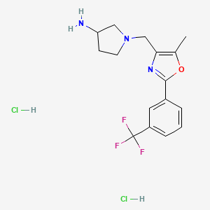 molecular formula C16H20Cl2F3N3O B2570789 1-[[5-甲基-2-[3-(三氟甲基)苯基]-1,3-噁唑-4-基]甲基]吡咯烷-3-胺;二盐酸盐 CAS No. 2241129-08-6