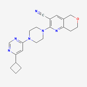 molecular formula C21H24N6O B2570792 2-[4-(6-环丁基嘧啶-4-基)哌嗪-1-基]-7,8-二氢-5H-吡喃并[4,3-b]吡啶-3-腈 CAS No. 2380176-95-2