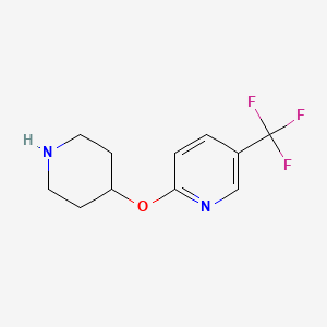 molecular formula C11H13F3N2O B2570793 2-Piperidin-4-Yloxy-5-(Trifluoromethyl)pyridine CAS No. 194668-48-9