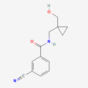 molecular formula C13H14N2O2 B2570794 3-cyano-N-((1-(hydroxymethyl)cyclopropyl)methyl)benzamide CAS No. 1257551-10-2