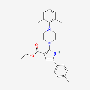 molecular formula C26H31N3O2 B2570796 ethyl 2-[4-(2,6-dimethylphenyl)piperazin-1-yl]-5-(4-methylphenyl)-1H-pyrrole-3-carboxylate CAS No. 338406-22-7