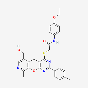 N-(4-ethoxyphenyl)-2-{[6-(hydroxymethyl)-9-methyl-2-(4-methylphenyl)-5H-pyrido[4',3':5,6]pyrano[2,3-d]pyrimidin-4-yl]thio}acetamide