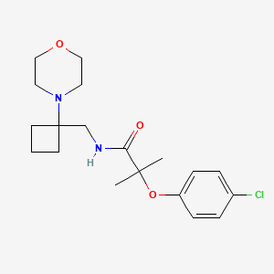 molecular formula C19H27ClN2O3 B2570821 2-(4-Chlorophenoxy)-2-methyl-N-[(1-morpholin-4-ylcyclobutyl)methyl]propanamide CAS No. 2380143-20-2