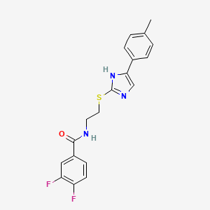 molecular formula C19H17F2N3OS B2570828 3,4-difluoro-N-(2-((5-(p-tolyl)-1H-imidazol-2-yl)thio)ethyl)benzamide CAS No. 897455-05-9