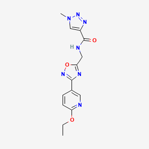 molecular formula C14H15N7O3 B2570831 N-((3-(6-Ethoxypyridin-3-yl)-1,2,4-oxadiazol-5-yl)methyl)-1-methyl-1H-1,2,3-triazol-4-carboxamid CAS No. 1902980-27-1