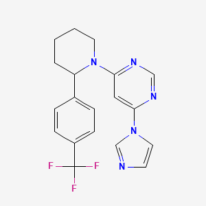 molecular formula C19H18F3N5 B2570833 4-(1H-imidazol-1-yl)-6-{2-[4-(trifluoromethyl)phenyl]piperidin-1-yl}pyrimidine CAS No. 1394653-87-2