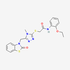 molecular formula C21H21N5O3S2 B2570838 N-(2-ethoxyphenyl)-2-((4-methyl-5-((2-oxobenzo[d]thiazol-3(2H)-yl)methyl)-4H-1,2,4-triazol-3-yl)thio)acetamide CAS No. 847400-41-3