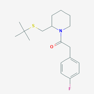 molecular formula C18H26FNOS B2570839 1-(2-((叔丁基硫代)甲基)哌啶-1-基)-2-(4-氟苯基)乙酮 CAS No. 2034265-94-4