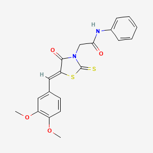 2-[(5Z)-5-[(3,4-dimethoxyphenyl)methylidene]-4-oxo-2-sulfanylidene-1,3-thiazolidin-3-yl]-N-phenylacetamide
