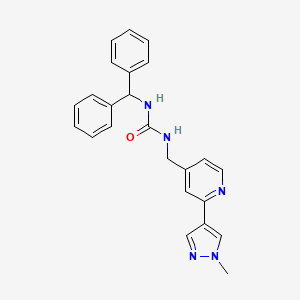 molecular formula C24H23N5O B2570849 1-苯甲酰基-3-((2-(1-甲基-1H-吡唑-4-基)吡啶-4-基)甲基)脲 CAS No. 2034423-81-7