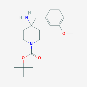 molecular formula C18H28N2O3 B2570850 叔丁基4-氨基-4-(3-甲氧基苄基)哌啶-1-羧酸酯 CAS No. 1707575-93-6